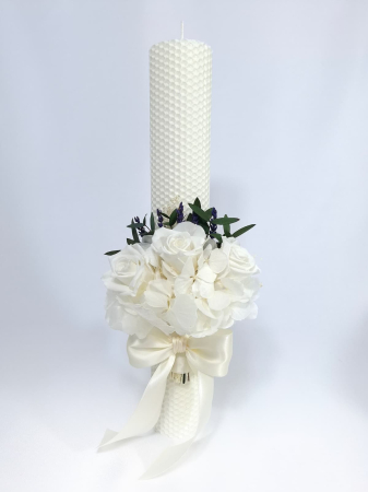 Lumanare Botez Ceara Naturala Albine si Trandafiri Criogenati-livrare-gratuita-atelierul-floral-infinity. [2]
