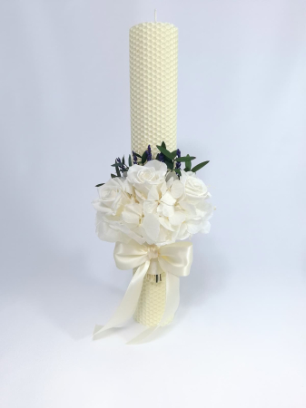 Lumanare Botez Ceara Naturala Albine si Trandafiri Criogenati-livrare-gratuita-atelierul-floral-infinity. [1]