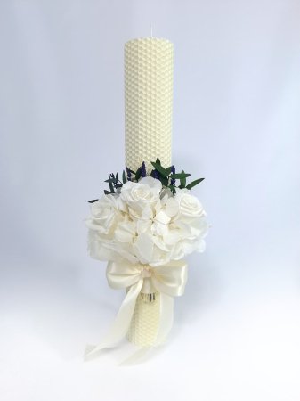 Lumânări Botez - Lumanare Botez Ceara Naturala Albine si Trandafiri Criogenati-livrare-gratuita-atelierul-floral-infinity.
