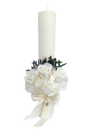 Băieței - Lumanare Botez Ceara Naturala Albine si Trandafiri Criogenati-livrare-gratuita-atelierul-floral-infinity.
