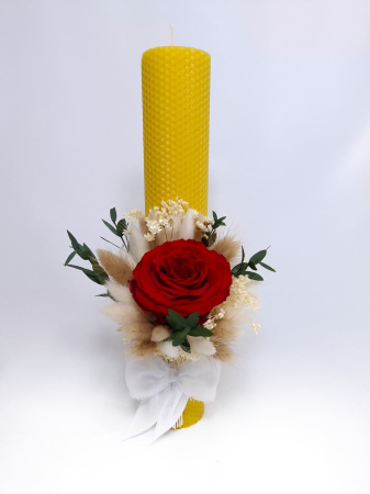 Lumanare Botez Ceara Naturala Albine si Flori Uscate-Flori Criogenate-Trandafir Criogenat-livrare-gratuita-atelierul-floral-infinity. [2]
