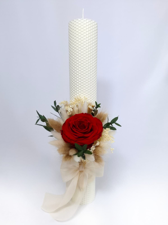Lumanare Botez Ceara Naturala Albine si Flori Uscate-Flori Criogenate-Trandafir Criogenat-livrare-gratuita-atelierul-floral-infinity. [1]