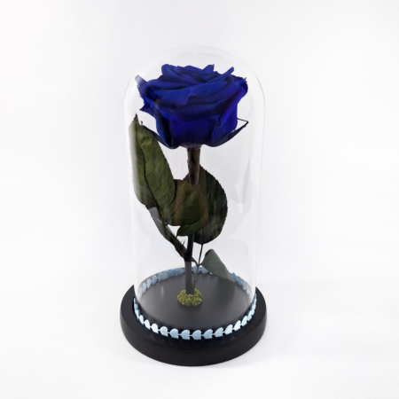 Trandafiri Criogenați în Cupolă de Sticlă - Trandafir Criogenat Albastru in Cupola de Sticla --livrare-gratuita-atelierul-floral-infinity.