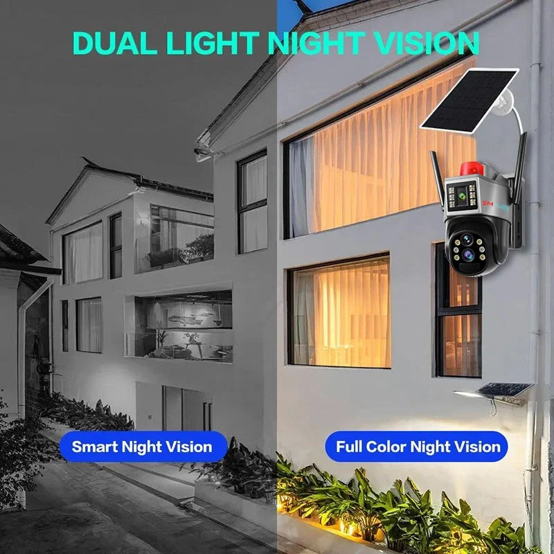 Camera de Supraveghere Solara 4G, 2 lentile,360, Rezolutie 2K Ultra HD, Viziune Nocturna Color, Detectie Miscare, Audio Bidirectional & Avertizare Luminoasa + CARD MICRO SD 64GB CADOU [5]