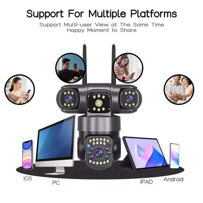 Cameră de Supraveghere WIFI 12MP, 3 lentile, 2K, PTZ, Zoom 10X, Vedere Nocturnă Color, Audio Bidirecțional + CARD MICRO SD 64GB CADOU [8]