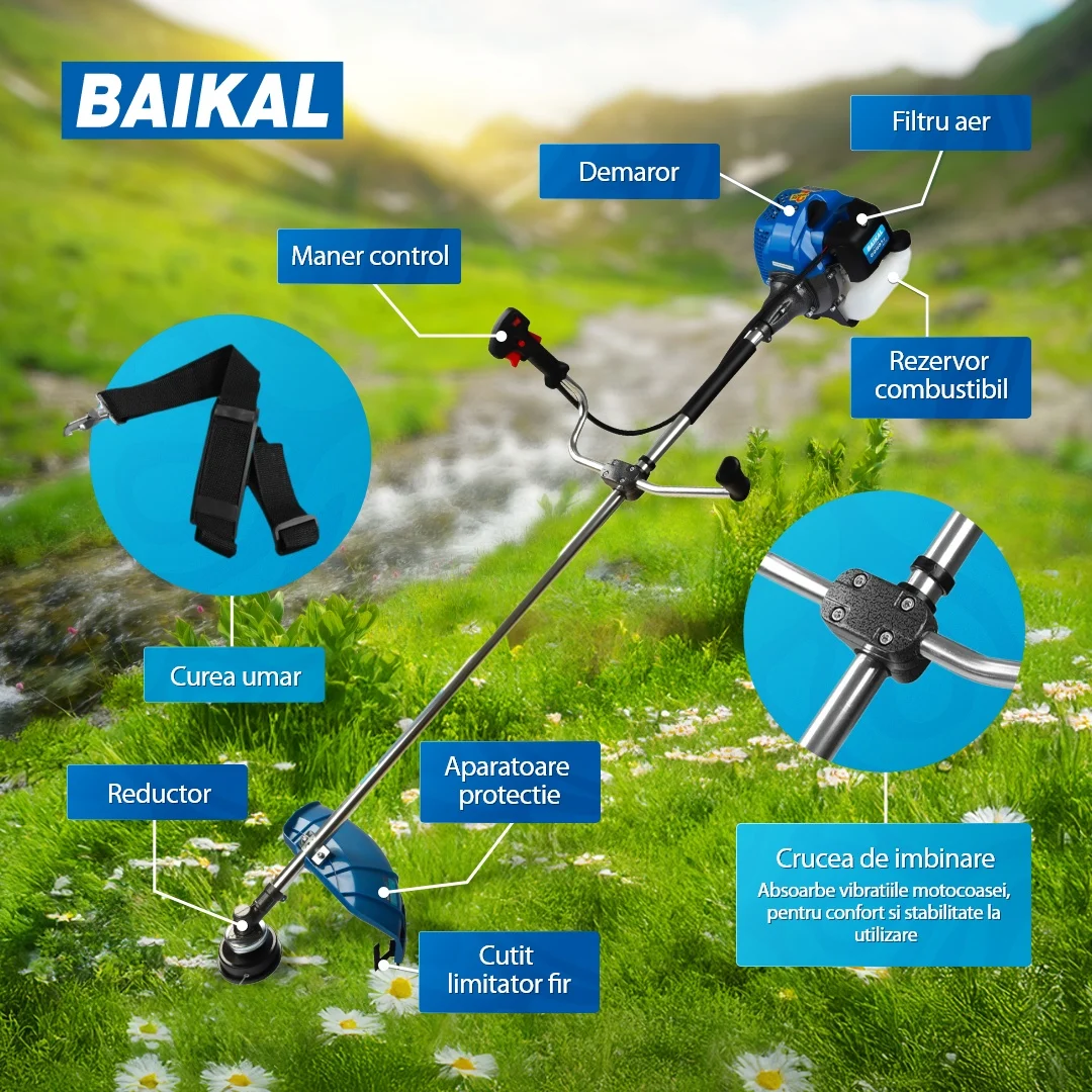 Motocoasa pe benzina BAIKAL BK5500, 4.7CP, 2T, 10000rpm [2]