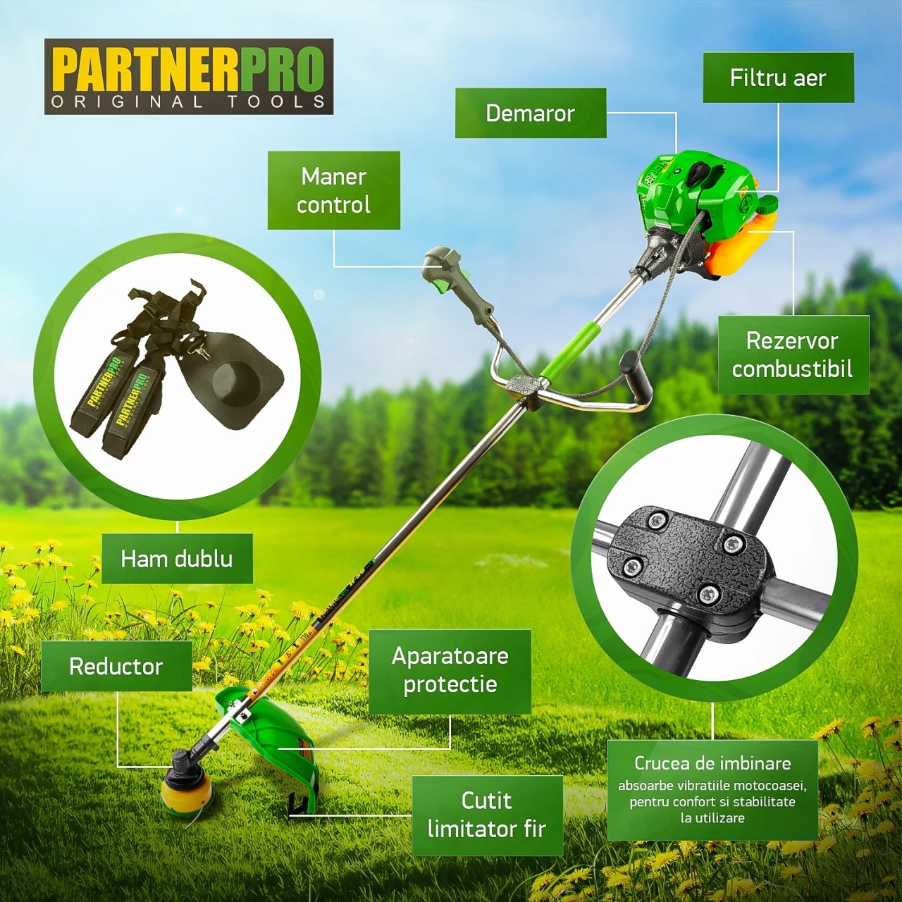 Motocoasa pe benzina PartnerPro PPA-56, 2T, 5.8 CP, 10000 rpm [2]