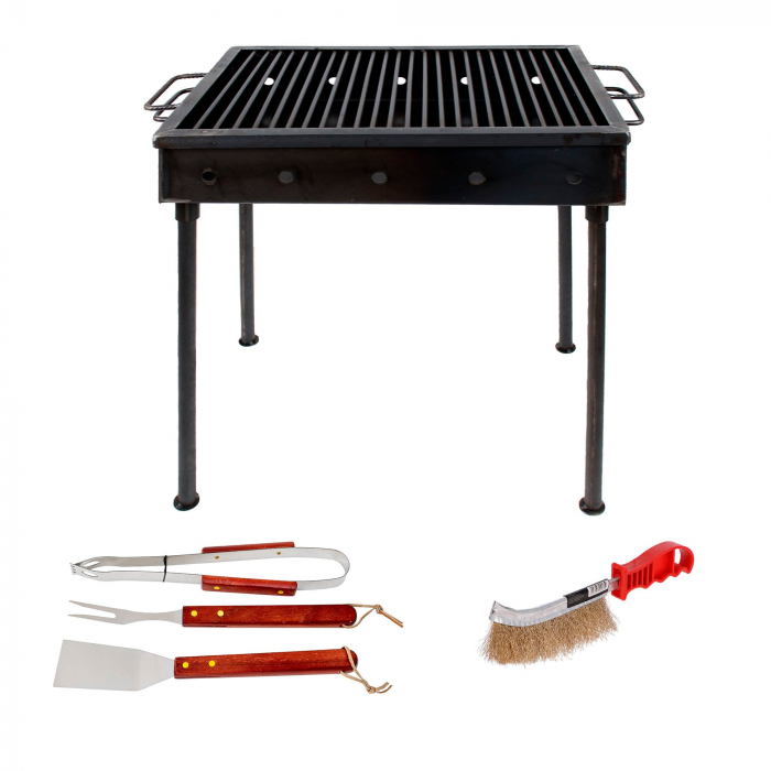 Pachet Gratar Metalic 60x34cm cu Perie de Sarma si 3 Accesorii [1]