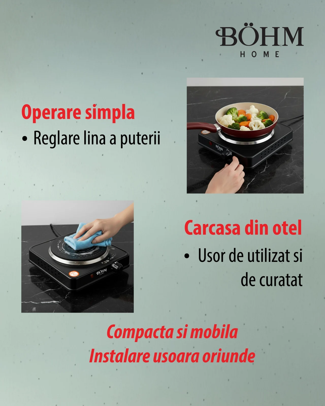 Plită electrică cu un ochi BÖHM BE-H-002F-B 1000W [10]