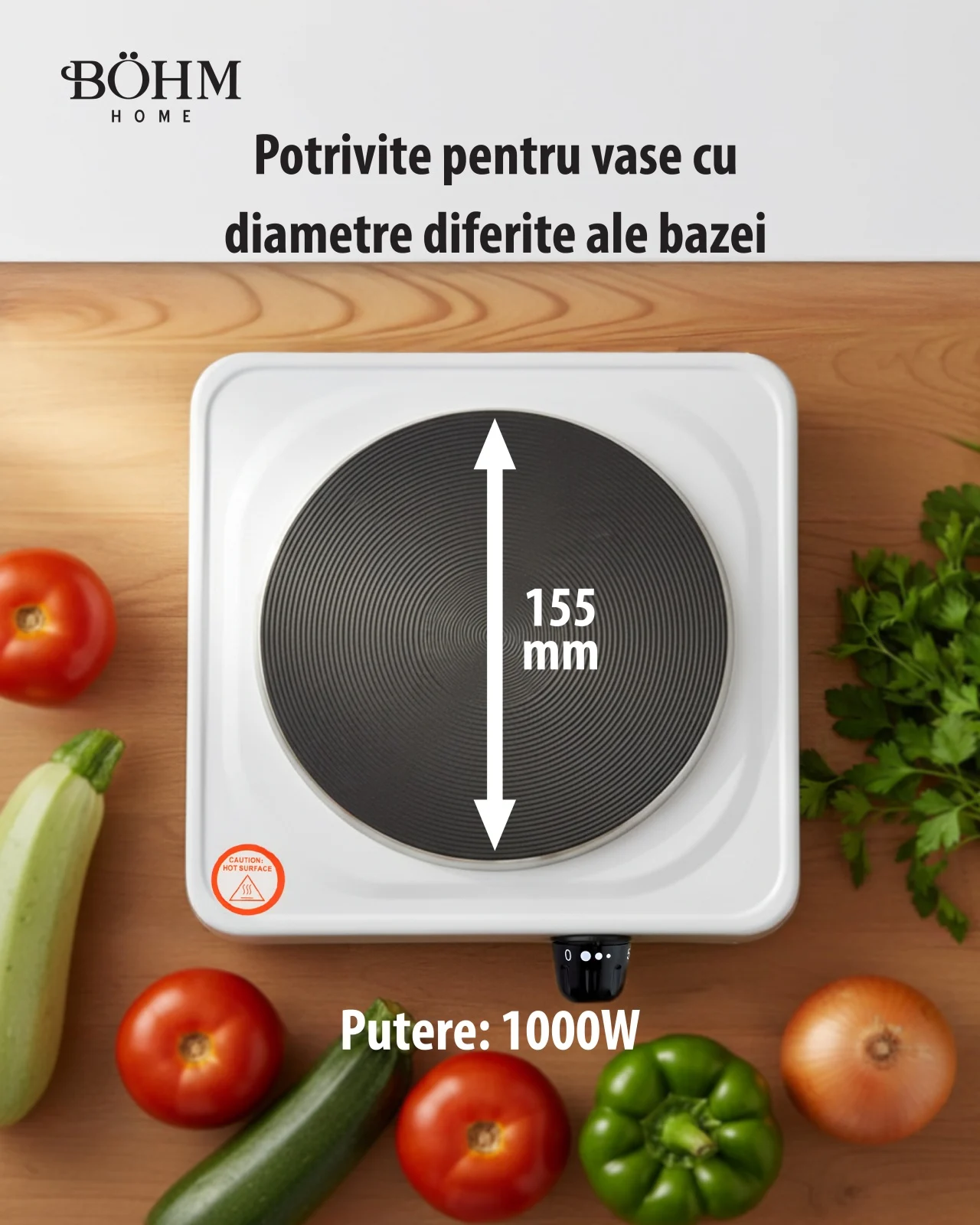 Plita electrica cu un ochi BÖHM BE-H-002F-W, 1000 W [7]