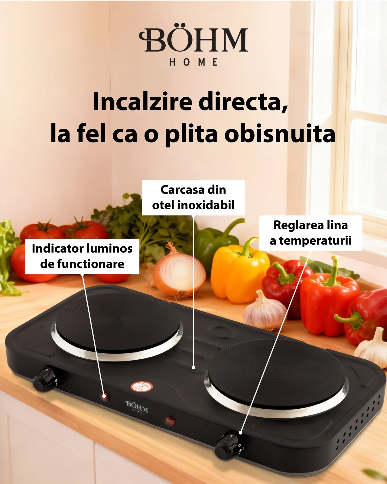 Plită electrică dublă BÖHM BE-H-004L-B negru 2000W [5]