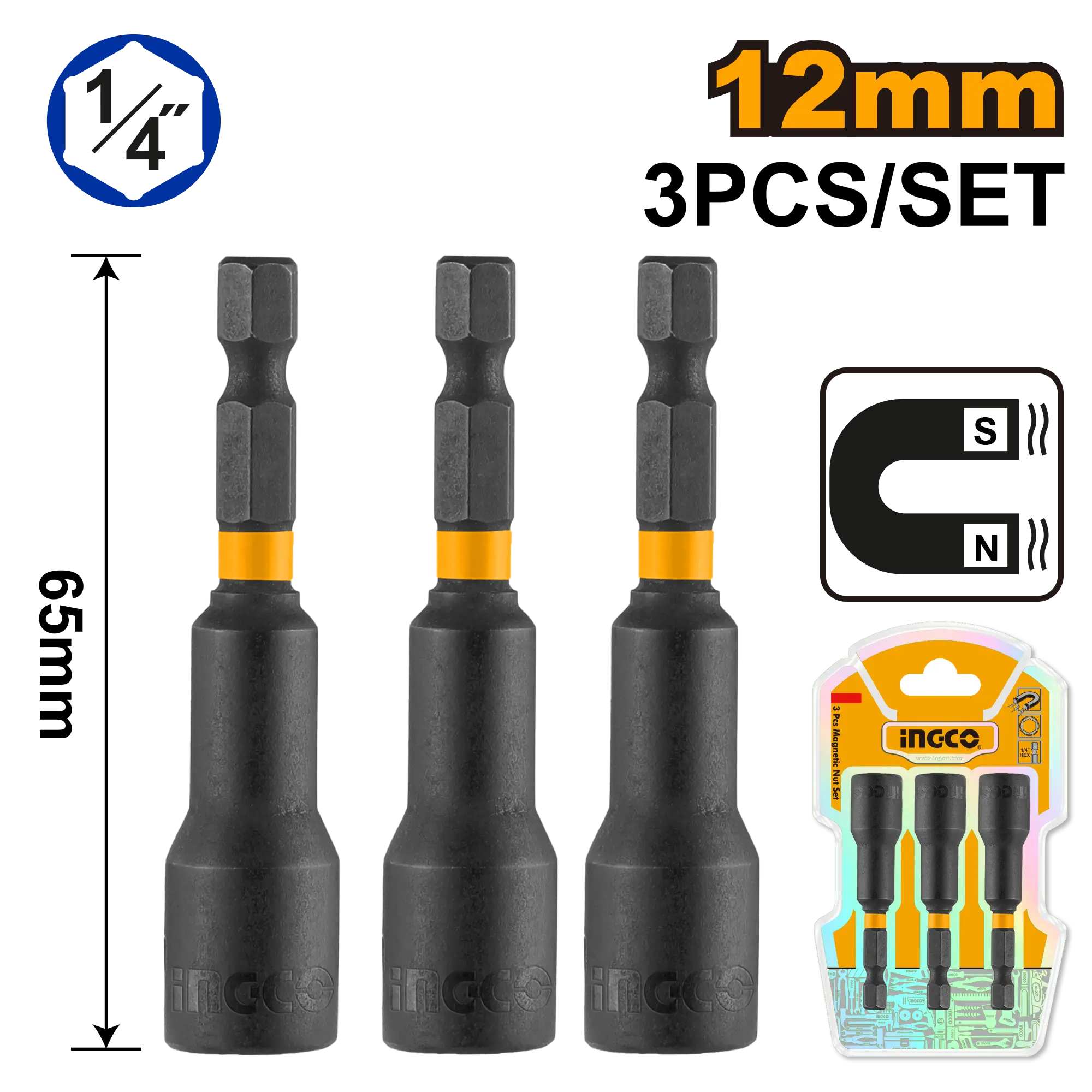 Set 3 Chei Magnetice Impact 1/4 12mm [1]