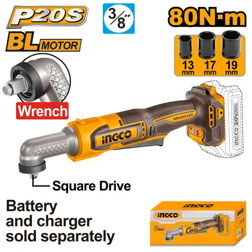 Scule  & Unelte - Antrenor cu Clichet 20V 3/8 80Nm fara Baterie Ingco CAIWLI2081