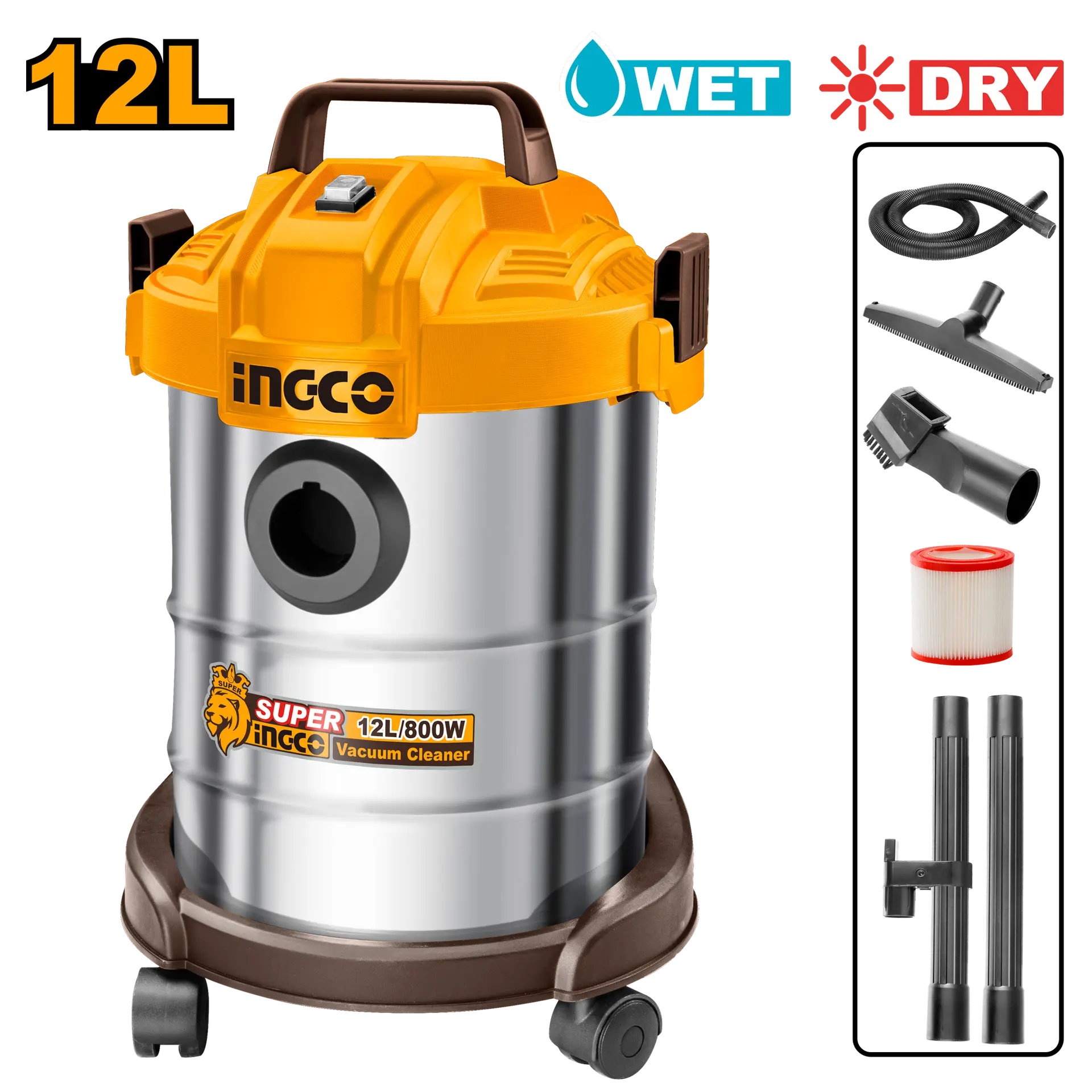 Electrocasnice - Aspirator 800W 12L umed/uscat filtru HEPA INGCO VC14122