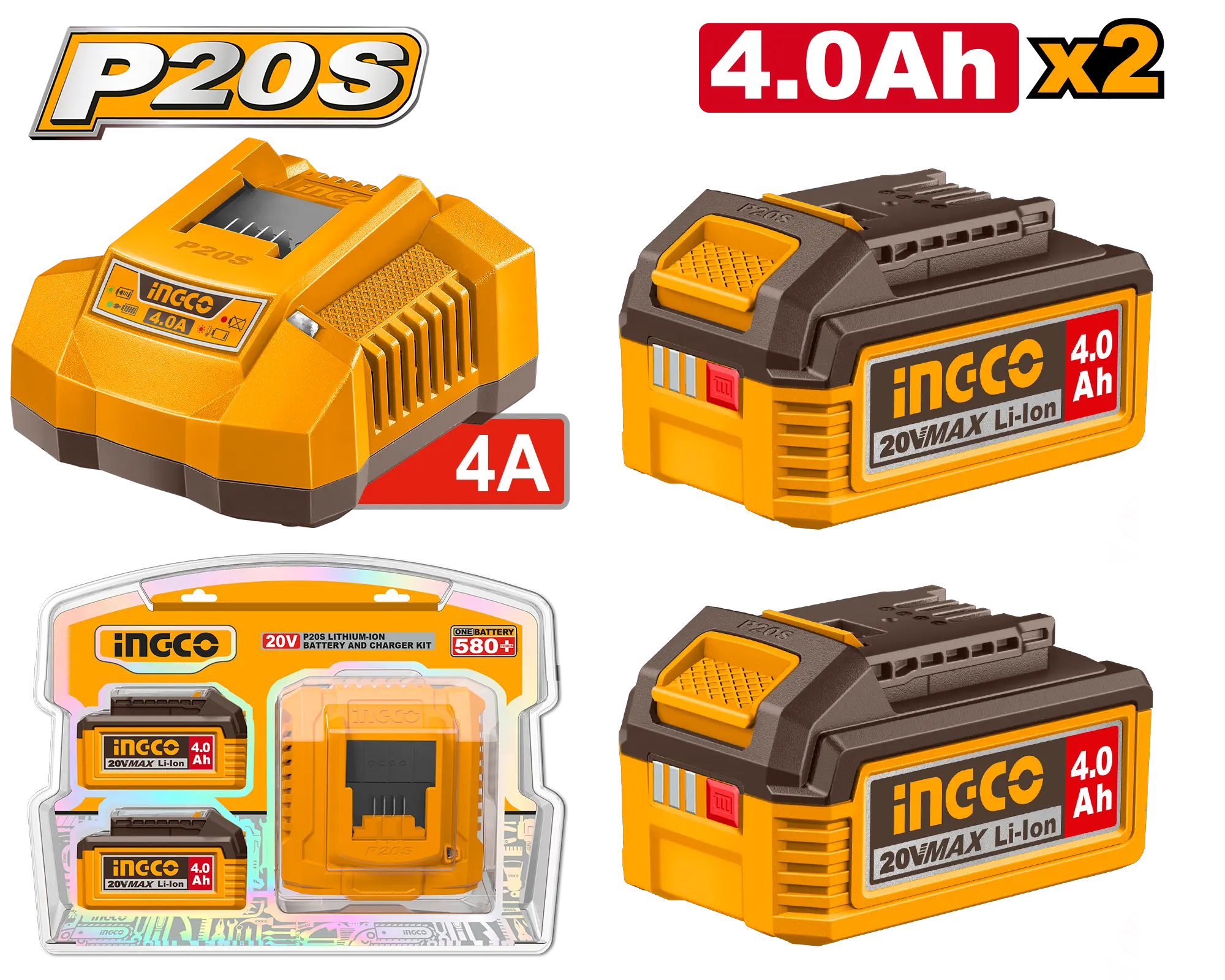 Acumulatori si Incarcatoare - Baterie (Acumulator) 20V 4Ah Set 2 buc + Incarcator