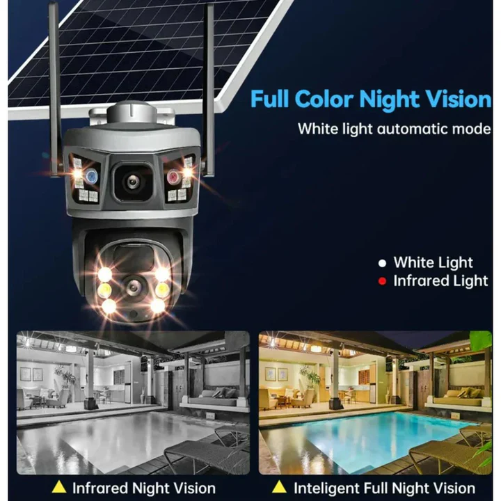 Cameră de Supraveghere Solara 4G, 2 lentile, 360° – 6MP Ultra HD, Panou Solar 7W, Baterie 12000mAh, Detecție Mișcare & Audio Bidirecțional, IP66 + CARD MICRO SD 64GB CADOU [1]