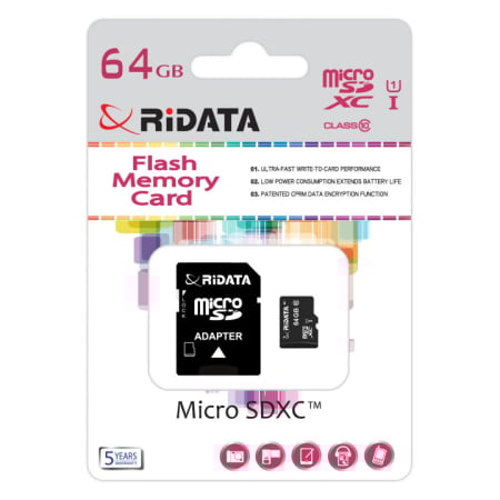 Camere IP Interior - CARD DE MEMORIE RIDATA MicroSDXC, 64 GB, cu ADAPTOR