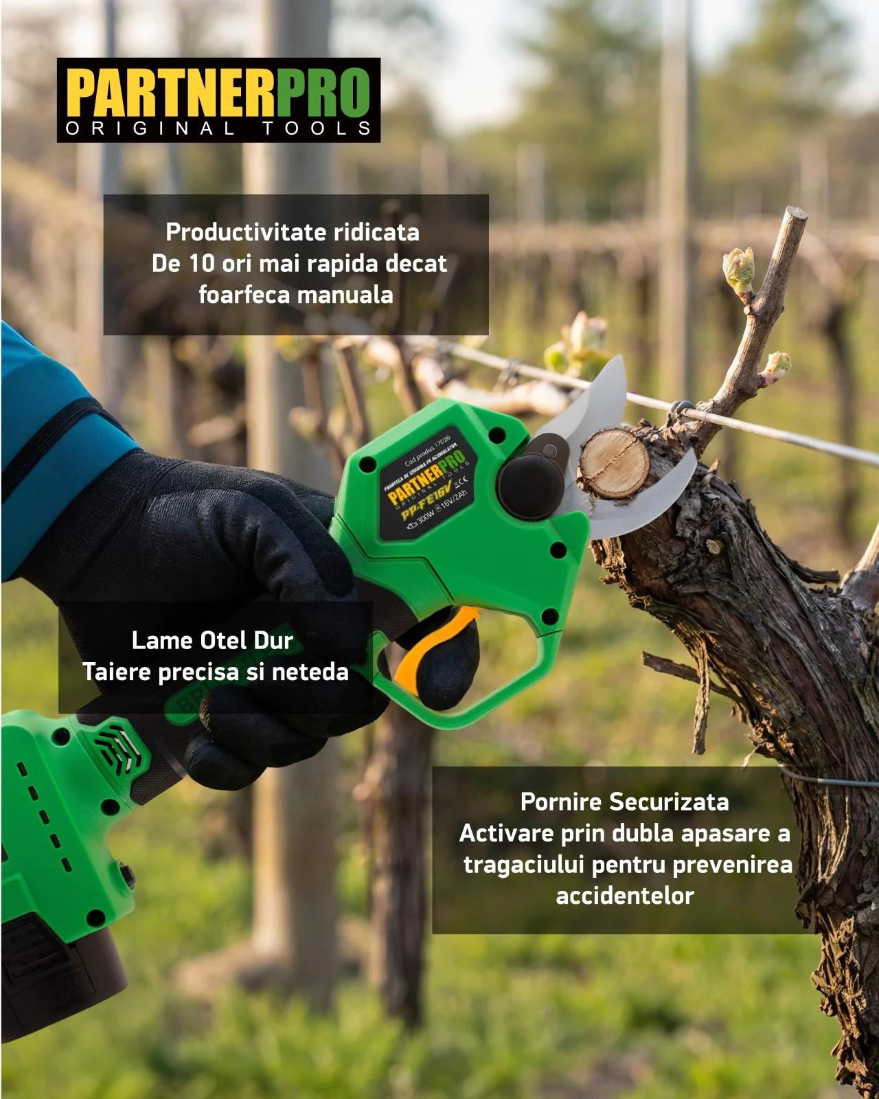 Foarfecă electrică cu acumulator PARTNERPRO PP-FE16V, 16V / 2Ah, 300 W, 200 N [13]