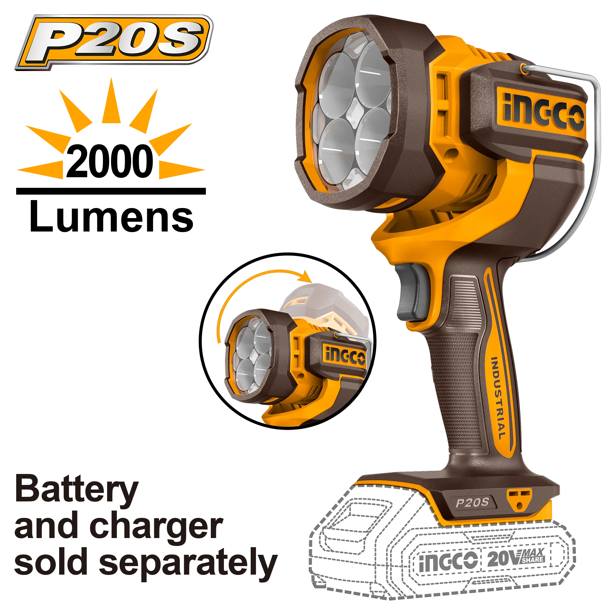 Lanterne si Proiectoare - Lanterna 20V 2000 Lumeni