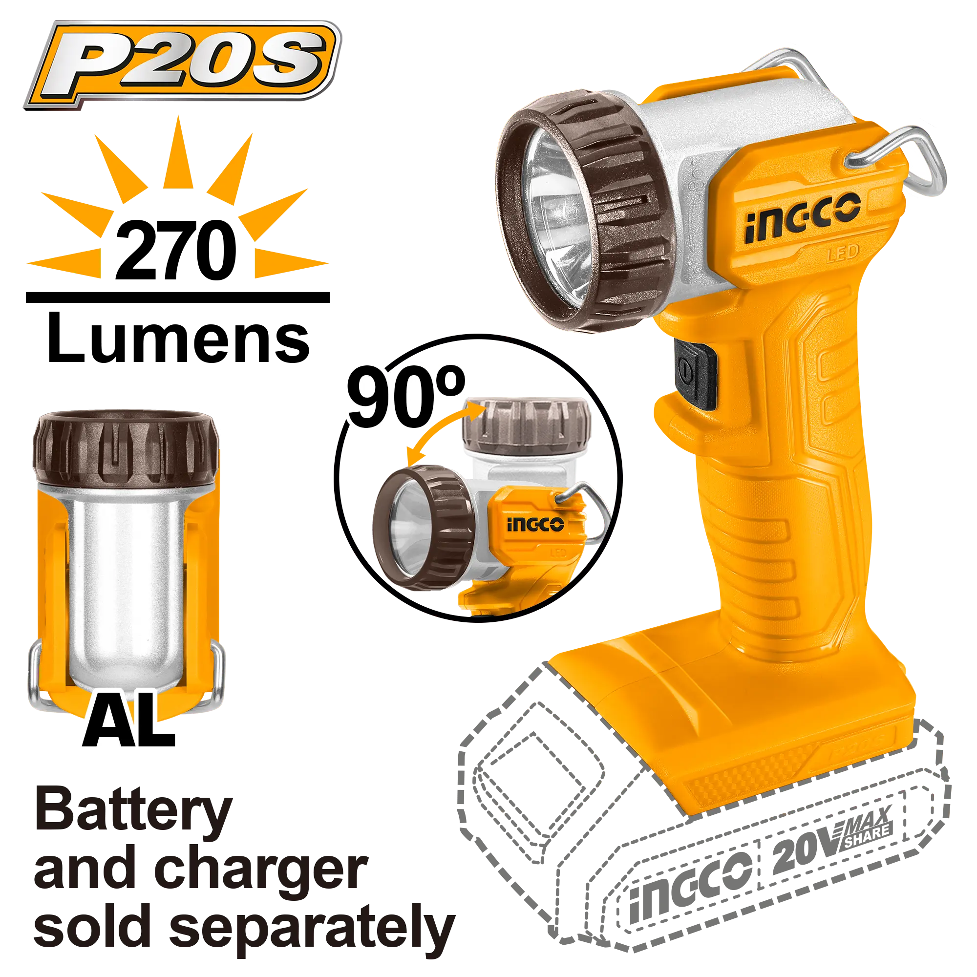 Lanterne si Proiectoare - Lanterna 20V 270 Lumeni