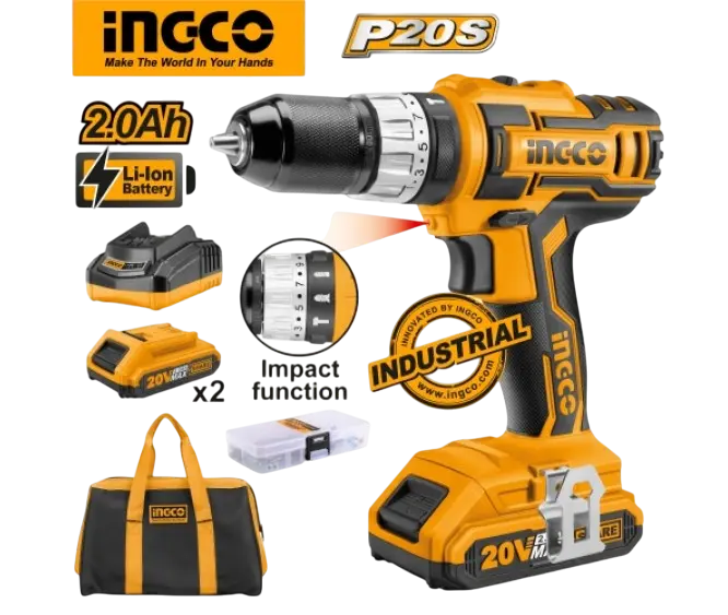 Scule  & Unelte - Masina de Gaurit Bormasina cu Impact 45NM + 2 Acumulatori 20V + Accesorii