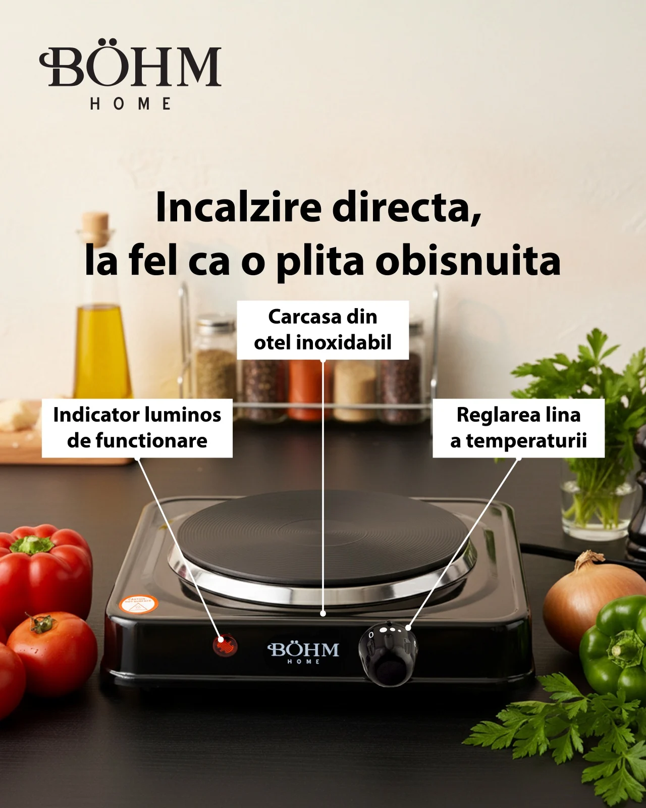 Plită electrică cu un ochi BÖHM BE-H-002F-B 1000W [6]