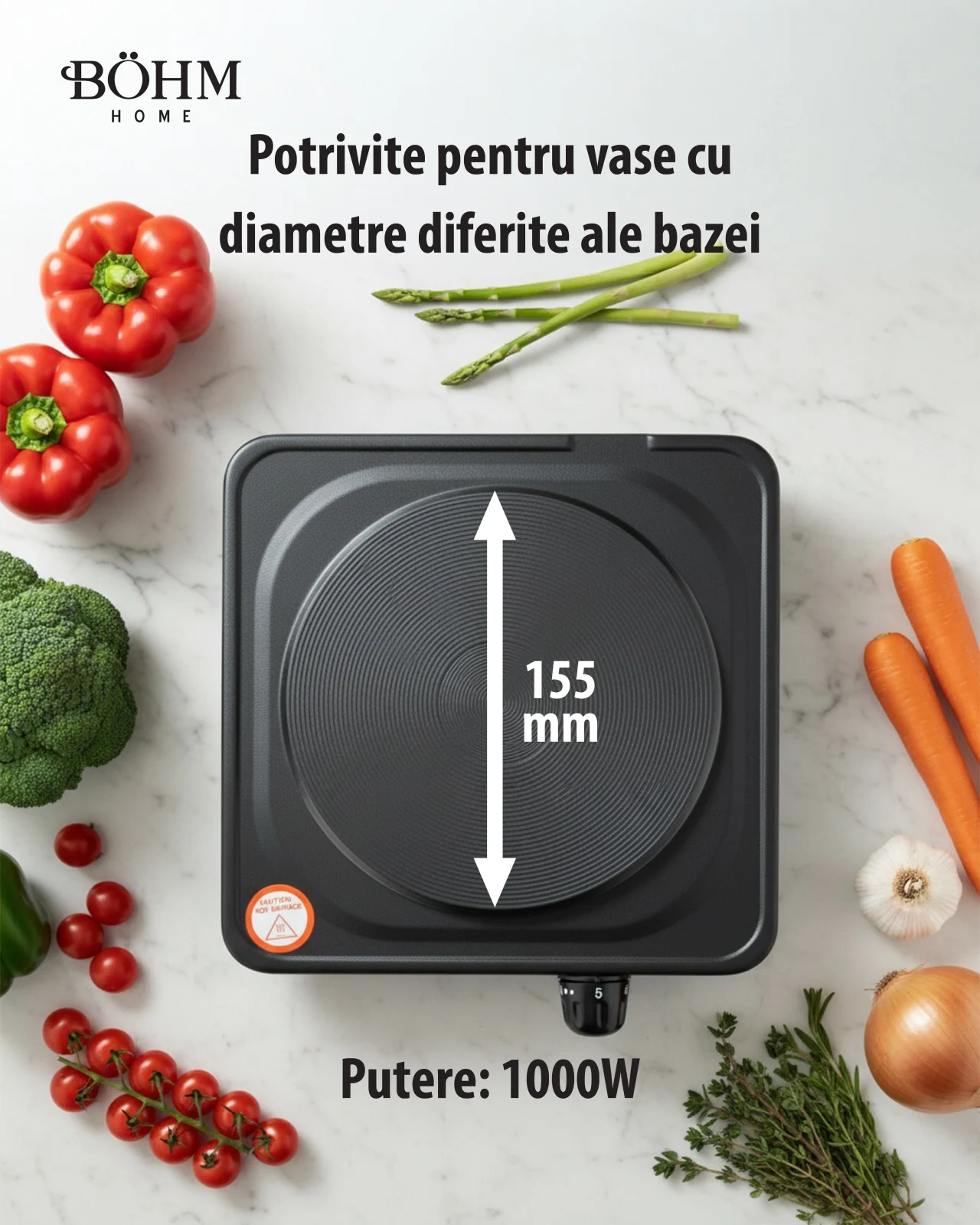 Plită electrică cu un ochi BÖHM BE-H-002F-B 1000W [7]