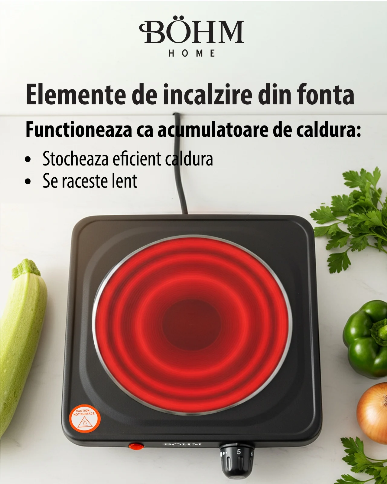 Plită electrică cu un ochi BÖHM BE-H-002F-B 1000W [8]