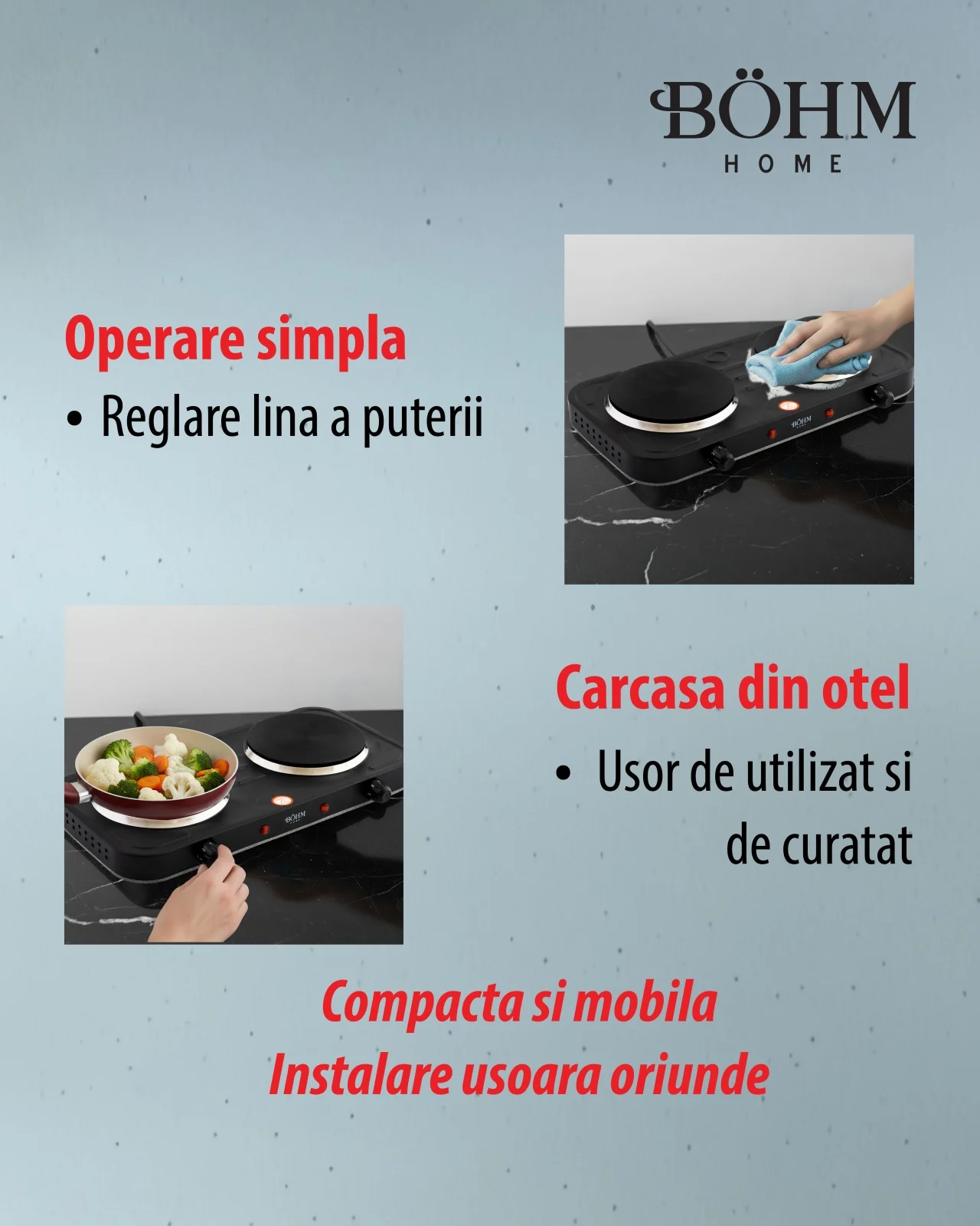 Plită electrică dublă BÖHM BE-H-004L-B negru 2000W [7]