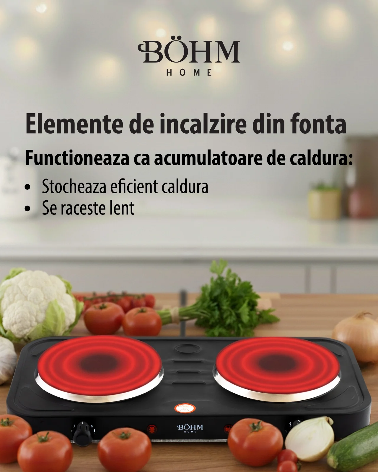 Plită electrică dublă BÖHM BE-H-004L-B negru 2000W [6]