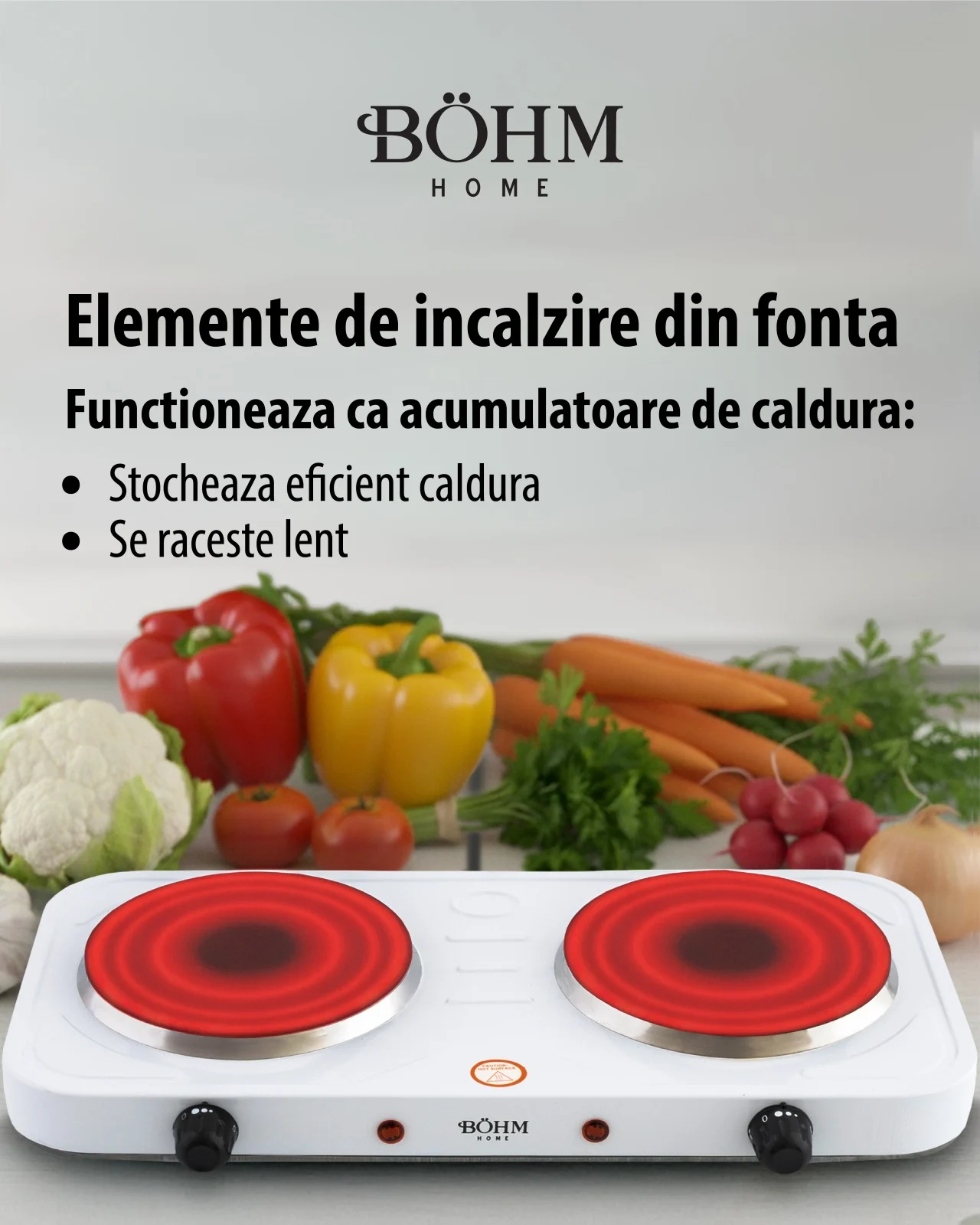 Plită electrică dublă BÖHM BE-H-004L-W Alb 2000W [7]