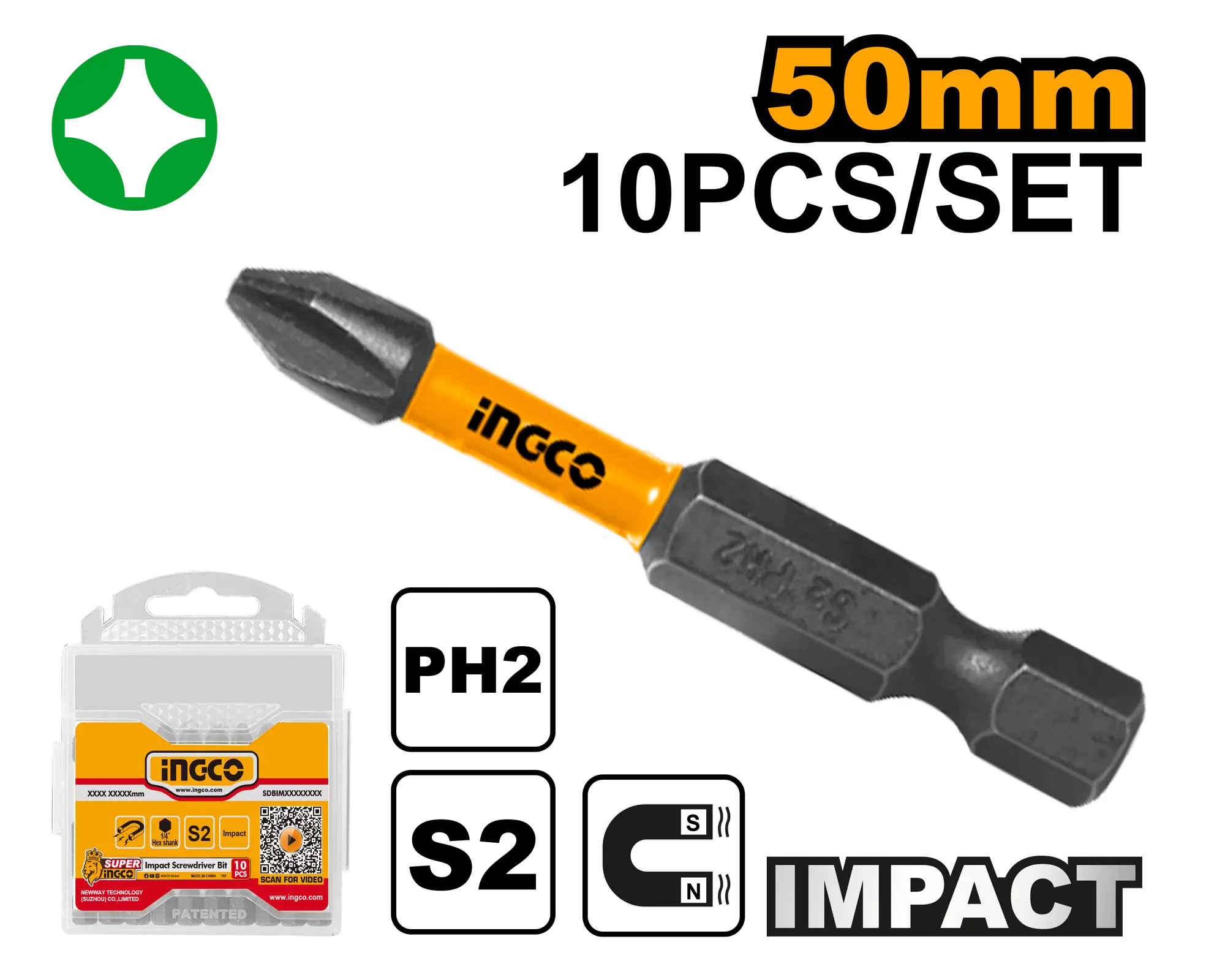 Accesorii pentru Gaurit si Insurubat - Set 10 Biti PH2 Lungi pentru Impact