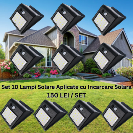Lampi Solare - Set de 10 Lampi Solare cu Senzor de Miscare