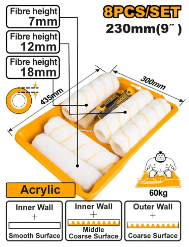 Scule  & Unelte - Set de Trafaleti cu Pensula si Tava Interior/Exterior 8buc
