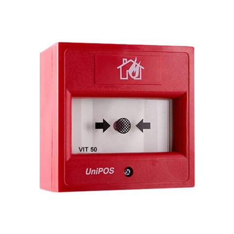 Adresabil - Buton de incendiu wireless UniPOS VIT50, element elastic, LED, aparent