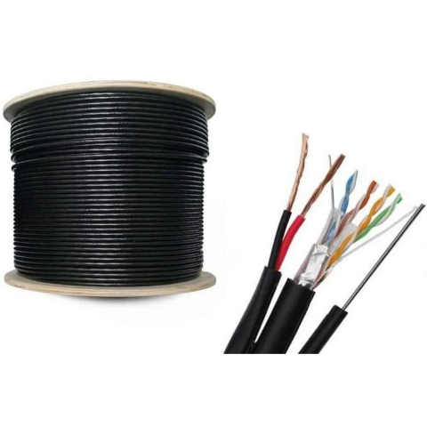 Cabluri & Accesorii - Cablu CAT5E FTP CCA + alimentare si sufa LinkPower LINK-FTP CCA-AUTO+2C, pret/305 m, negru
