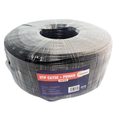Cabluri & Accesorii - Cablu UTP CAT5E Cupru cu alimentare CCA LinkPower LINK-UTP+2-305, pret/305 m