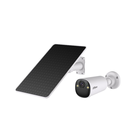 Camere cu panou solar - Camera supraveghere 4G cu panou solar si iluminare duala Dahua KIT/BF4CP-4G-0210B-XL/M0508, 4 MP, 2.1 mm, IR/lumina alba 15/20 m, PIR 12 m, detectie persoane si vehicule, microfon si difuzor, acumulat