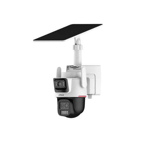 Camere cu panou solar - Camera supraveghere 4G PTZ cu lentila tripla si panou solar Dahua IPC-PTS2649C-3E3Z-4GB20-3684/0280B-PRO, 3 MP, 2.8mm/3.6 mm/8.4 mm, lumina alba 50 m, acumulator 7800 mAh, microfon si difuzor, auto-tr