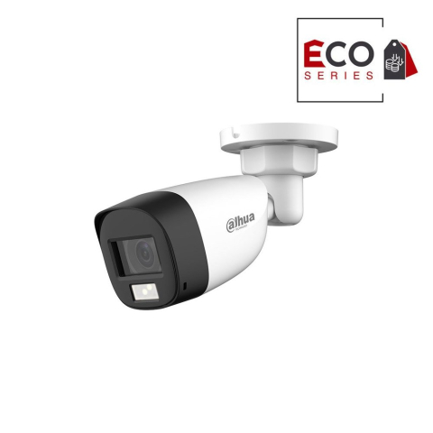 Camere bullet - Camera supraveghere exterior cu iluminare duala Dahua Eco Series Smart Dual Light HAC-HFW1200CL-IL-A-S6, 2 MP, IR/lumina alba 20 m, 2.8 mm, microfon