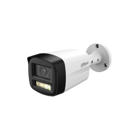 Camere bullet - Camera supraveghere exterior cu iluminare duala Dahua HAC-HFW1500TLM-A-S3-DIP, 5 MP, 3.6 mm, IR/lumina alba 40 m, microfon