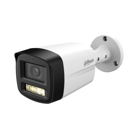 Camere bullet - Camera supraveghere exterior cu iluminare duala Dahua HAC-HFW1500TLM-IL-A-0360B-S3-DIP, 5MP, 3.6 mm, IR/lumina alba 40 m, microfon
