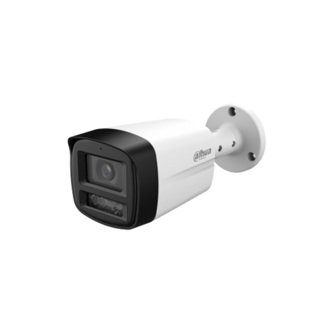 Camere bullet - Camera supraveghere exterior HDCVI color Dahua HAC-HFW1509TLM-A-LED, 5 MP, 3.6 mm, lumina calda 40 m, microfon