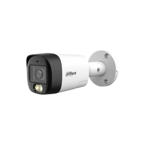 Camere bullet - Camera supraveghere exterior HDCVI cu iluminare duala Dahua HAC-HFW1200RM-IL-T-0280B-DIP, 2MP, 2.8 mm, IR/lumina alba 30 m, microfon si difuzor