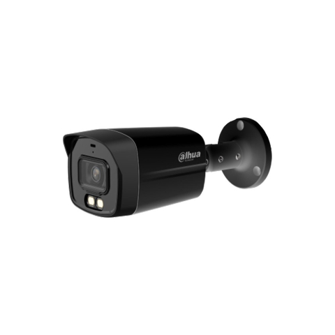 Camere bullet - Camera supraveghere exterior HDCVI cu iluminare duala Dahua HAC-HFW1500TLMP-IL-A-0280B-S2, 5 MP, 2.8 mm, IR/lumina alba 40 m, microfon, neagra