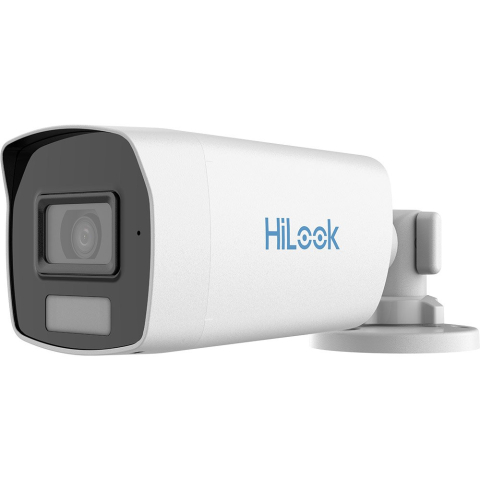 Camere bullet - Camera supraveghere exterior Hikvision HiLook Smart Hybrid Light ColorVu THC-B229-LS, 2 MP, 2.8 mm, IR/lumina alba 40 m, microfon