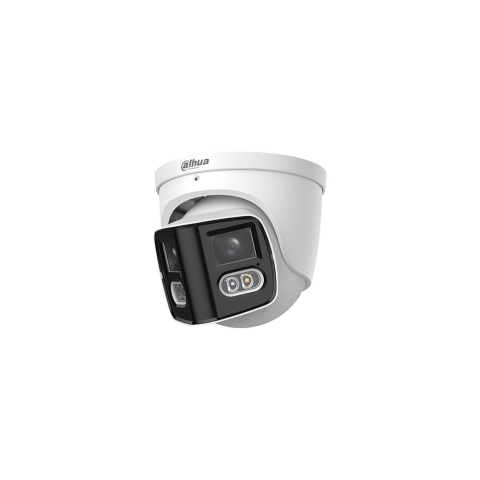 Supraveghere Video - Camera supraveghere exterior IP Dome cu lentila si iluminare duala Dahua WizSense IPC-PDW2849-A180-E2-S-PV-0280B, 2 x 4 MP, 2x 2.8 mm, IR/lumina alba 25/20 m, detectie AI, microfon si difuzor, alarma,
