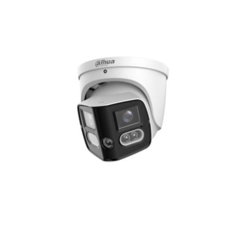 Speed dome - Camera supraveghere exterior IP Dome panoramica cu lentila si iluminare duala Dahua WizSense IPC-PDW3859-A180-E2-AS-PV-0280B, 2 x 4 MP, 2 x 2.8 mm, IR/lumina calda 30/30 m, detectie AI, alarma, microf