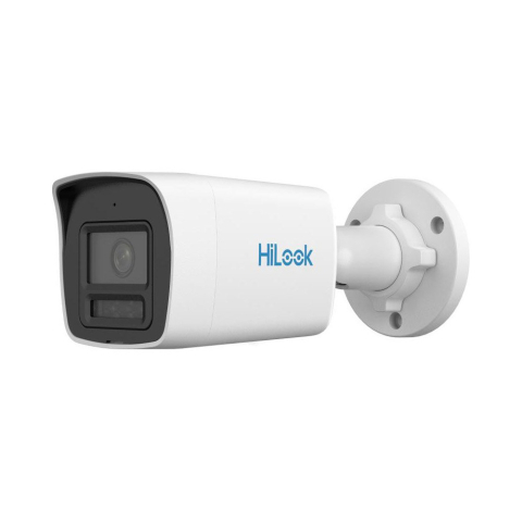Camere bullet - Camera supraveghere exterior IP Hikvision Hilook ColorVu IPC-B149HA-LU, 4 MP, 2.8 mm, IR/lumina alba 30 m, microfon, PoE