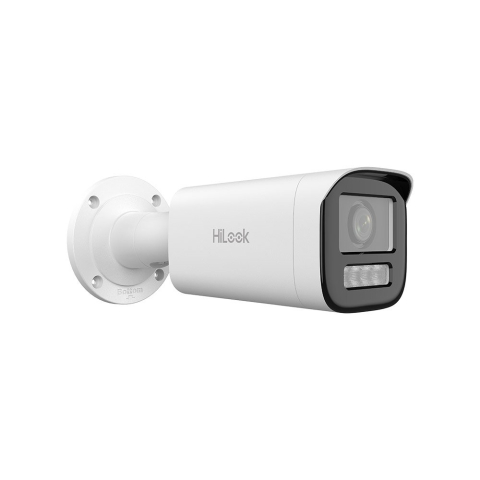 Camere bullet - Camera supraveghere exterior IP Hikvision Hybrid Light HiLook IPC-B640HA-LZU, 4 MP, motorizata 2.8 - 12 mm, IR / lumina alba 50 m, microfon, detectie persoane / vehicule, PoE, slot card